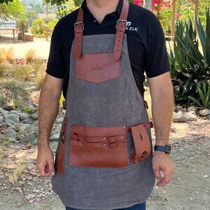 Canvas and Leather Apron - Color Gray